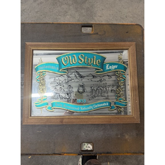 Other - Vintage Heileman's Old Style Lager Breweriana Mirror 1981 Green Gold Chicago